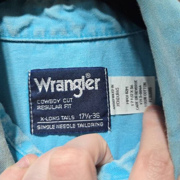 Wrangler Vintage 80s Teal and Purple Two Tone Button Down Western Cowboy Shirt - Picture 4 of 4
